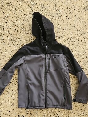 Reebok Gray & Black Hooded Kids' Softshell Jacket